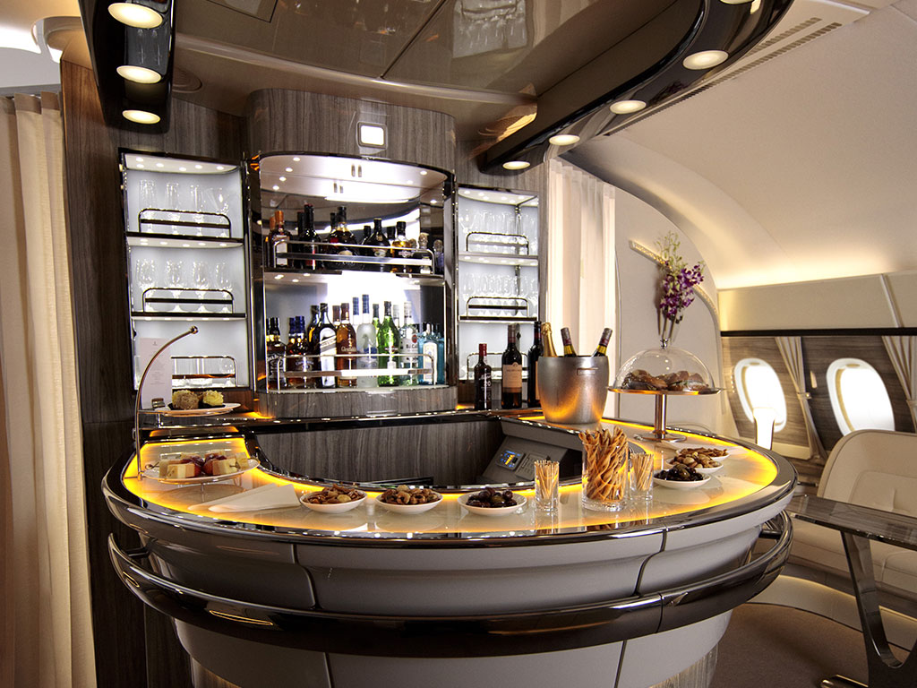 Onyx bar top on emirates plane